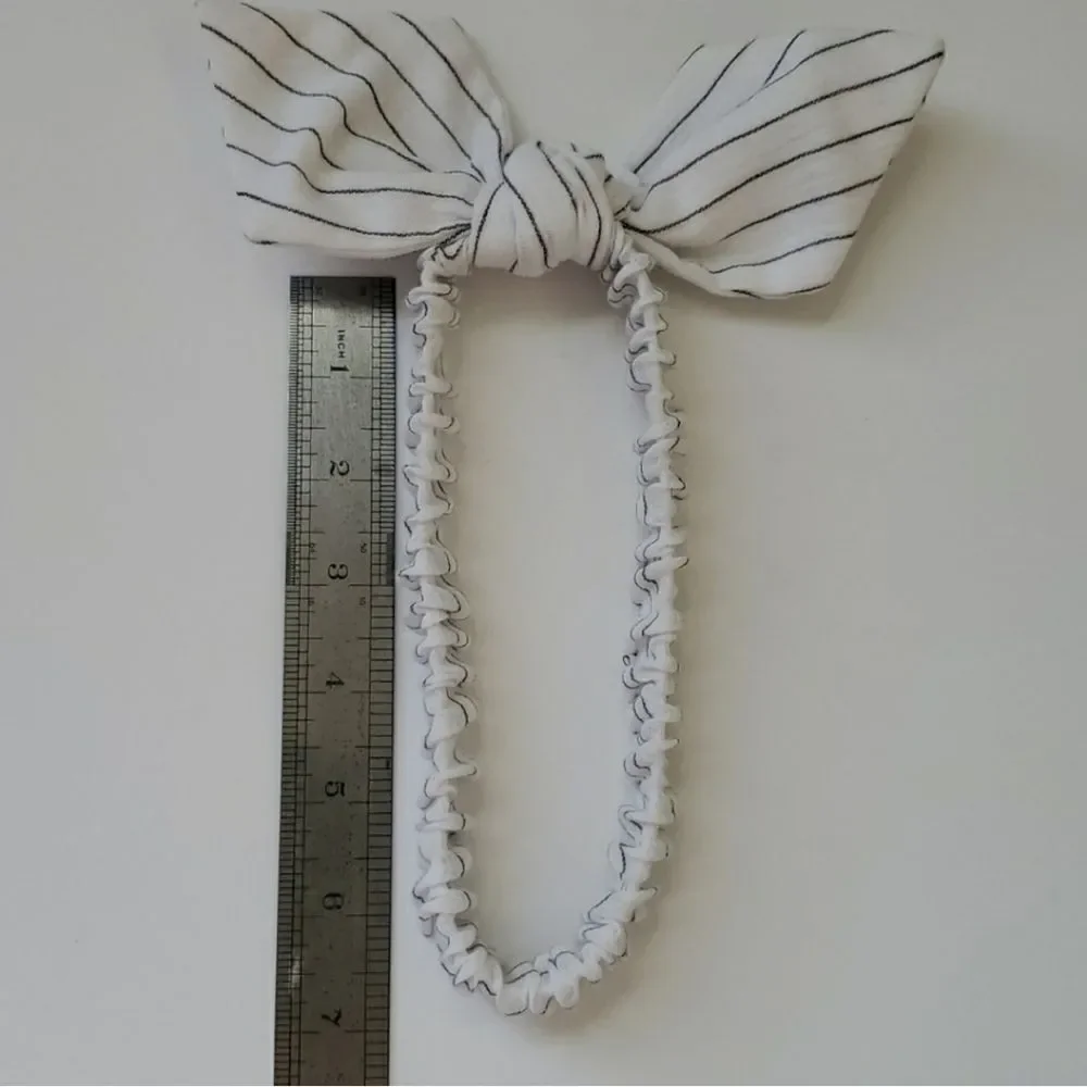 Handmade bunny bow headband white black stripe easter Headband Spring